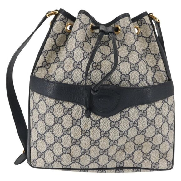 GUCCI GG Supreme Shoulder Bag PVC Navy Gold 001 084 0853 Auth 142551 - Picture 13 of 16